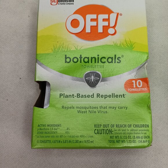 OFF! Botanicals 10CT Plant Based Mosquito Repellent Towelettes Deet Free 2 PACK - Picture 2 of 9